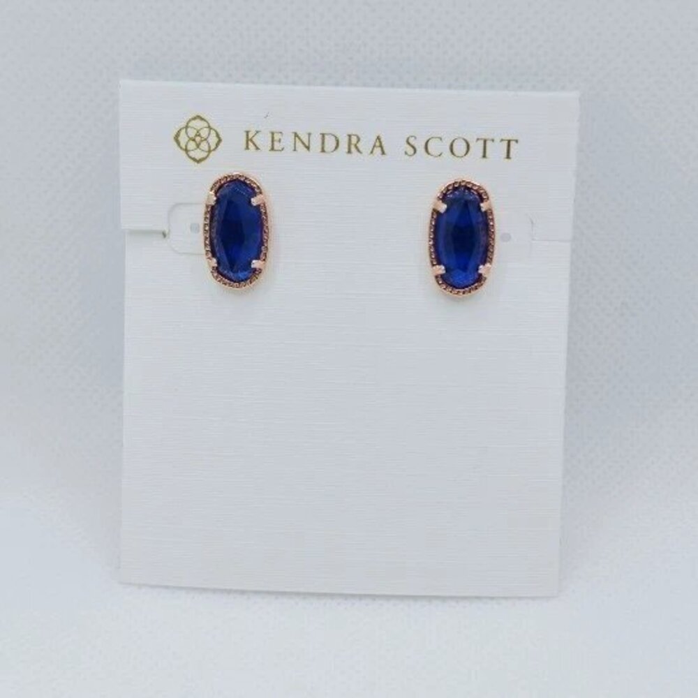 Kendra Scott Ellie Rose Gold Stud Earrings In Blue Cat's Eye